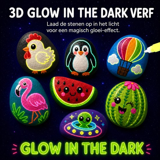 Vaive Peinture sur pierre, 2109 pièces – Kit de bricolage « Happy Stones » phosphorescentes – Bricolage - Kit de bricolage pour filles et garçons - Kits de bricolage