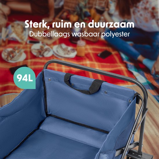 LifeGoods Wagon - Pliable - Capacité de charge 80KG - 94L - Polyester lavable - Bleu