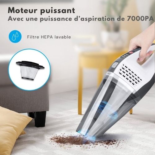 Mini aspirateur sans fil - Auronic - Aspirateur à main - Filtre HEPA - Gris foncé