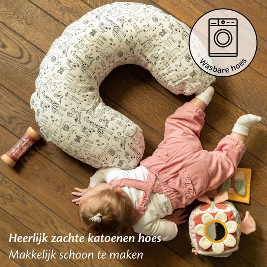Ella Voedingskussen met hoes van 100% katoen - Zwangerschapskussen - Inclusief afneembare en wasbare hoes - Dieren print