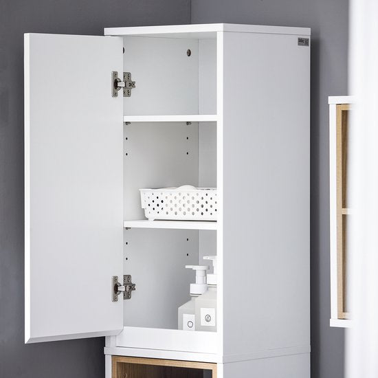 SoBuy BZR147-W Meuble de salle de bains - Meuble haut blanc avec 2 portes et compartiments