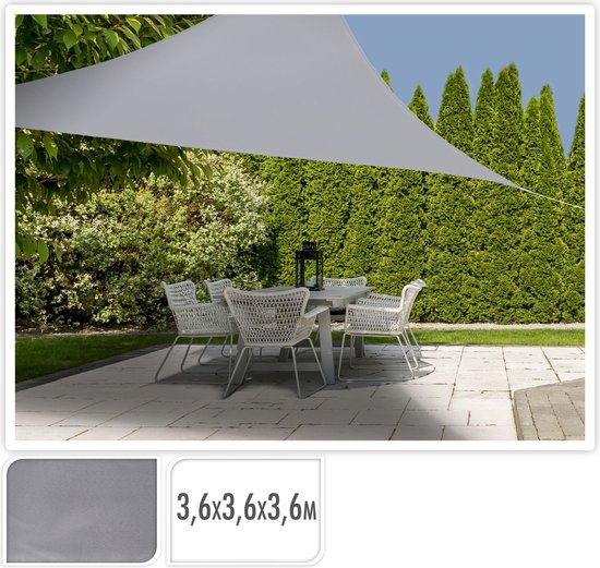 ProGarden Toile d'ombrage triangulaire 3,6 x 3,6 x 3,6 m, grise