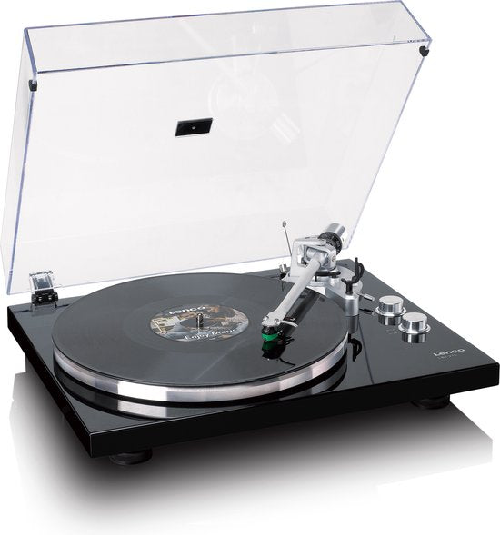 Lenco Tourne-disque avec Bluetooth - Bras de lecture et contrepoids en métal - Ligne Lenco Expertise - LBT-215BK - Piano Black