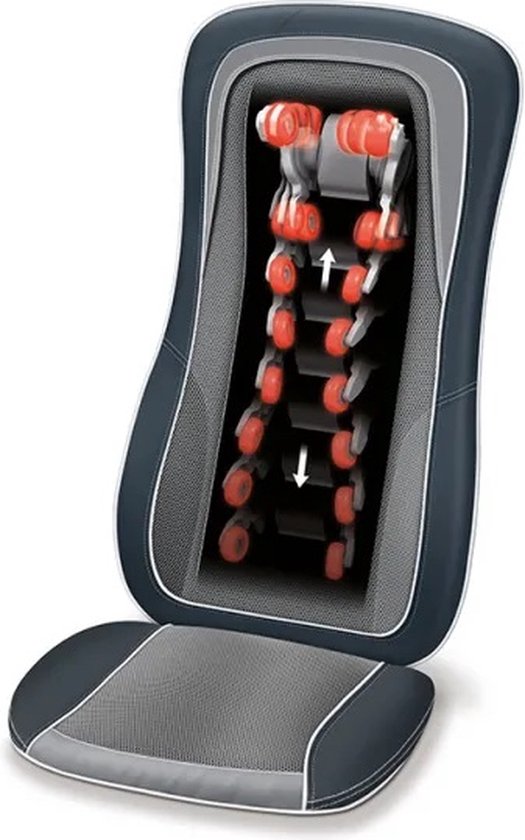 Beurer MG 315 Coussin de massage shiatsu - Fauteuil de massage - Cou et dos - Bodyscan - 3 Programmes - 4 Têtes de massage réglables - Minuterie - Chauffage