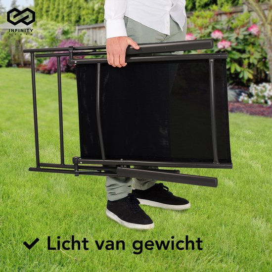 Infinity Goods Chaise de jardin - 7 pieds réglables - pliable - jardin ou balcon - résistant aux intempéries - textile - noir