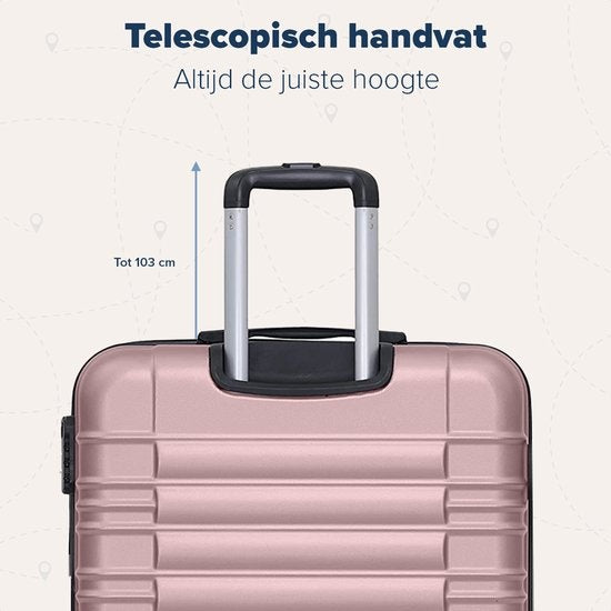 Valise - TRVLMORE - Bagage à main - 54x36x20cm - 38L - Or rose
