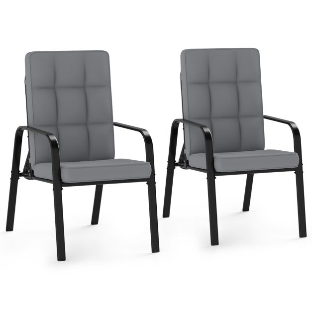 Coast Terrace Chairs Set of 2 - Adjustable - Cushions - Metal - Grey/Black