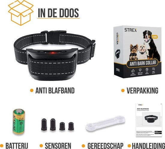 Bande anti aboiement Strex pour chiens - 3-60KG - Sans choc - Vibration et audio - Bande anti aboiement
