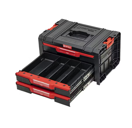 Chariot à outils Qbrick System Pro - 2 plateaux à tiroirs - 61 x 44 x 33 cm - Noir