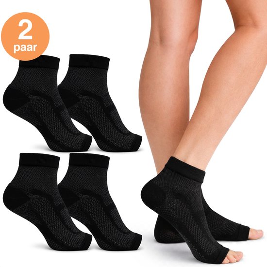 Chaussettes de compression Alyze - 2 paires - Pointure 39-42 - Noir - Pour femmes et hommes - Bas - Lit - Sommeil - Sport - Chaussettes - Course à pied