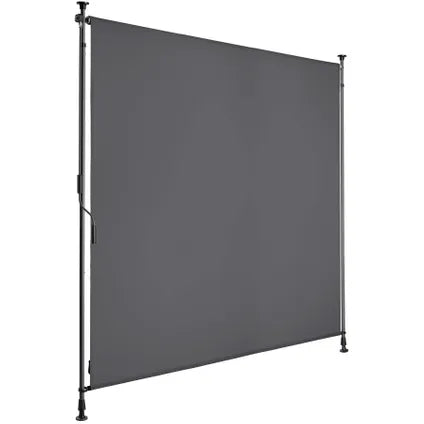 Tectake Store de soleil à fixation par pince Taija avec manivelle – Polyester hydrofuge offrant une protection élevée contre les UV et mât télescopique à plusieurs niveaux – Pour balcon et terrasse – Acier thermolaqué gris foncé – 150 x 310 cm