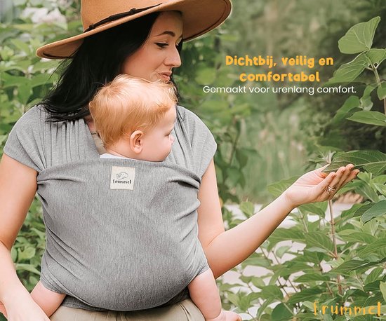 Frummel Baby Sling Grey - Écharpe de portage - Porte-bébé - Écharpe tissée - Bébé 0-36 mois - Nouveau-né