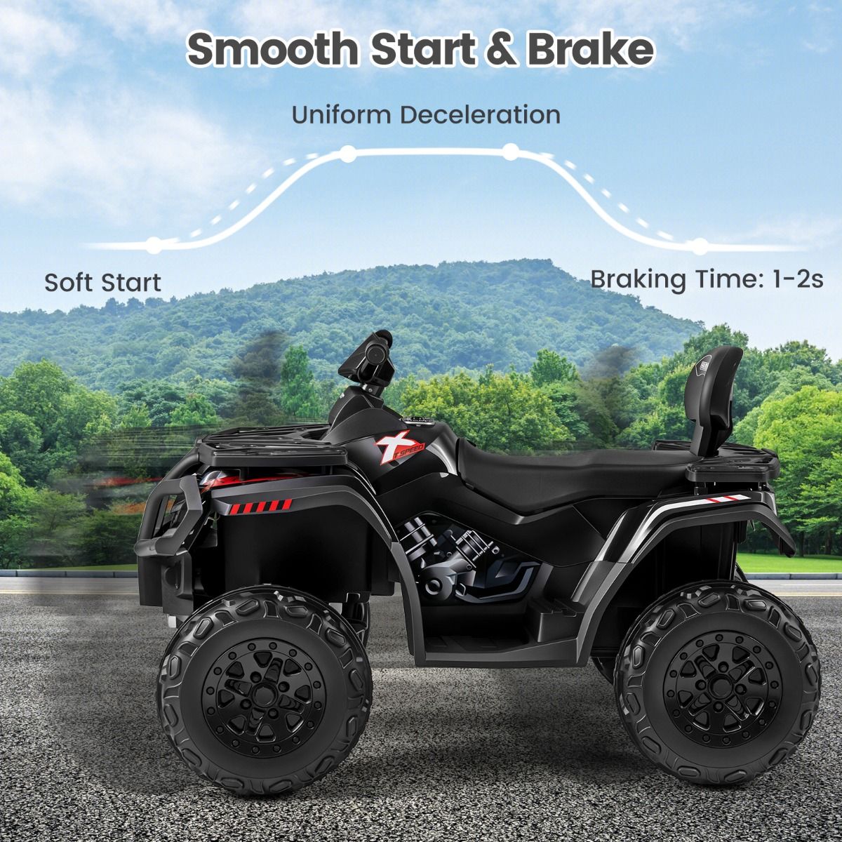 Quad électrique pour enfants Coast - 2 places - 4 moteurs - noir