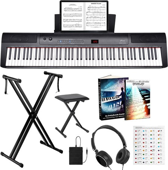 Finesse Digital Piano - 88 touches lestées - Stand & Stool - Piano à clavier - Piano électrique - Adulte & Enfant