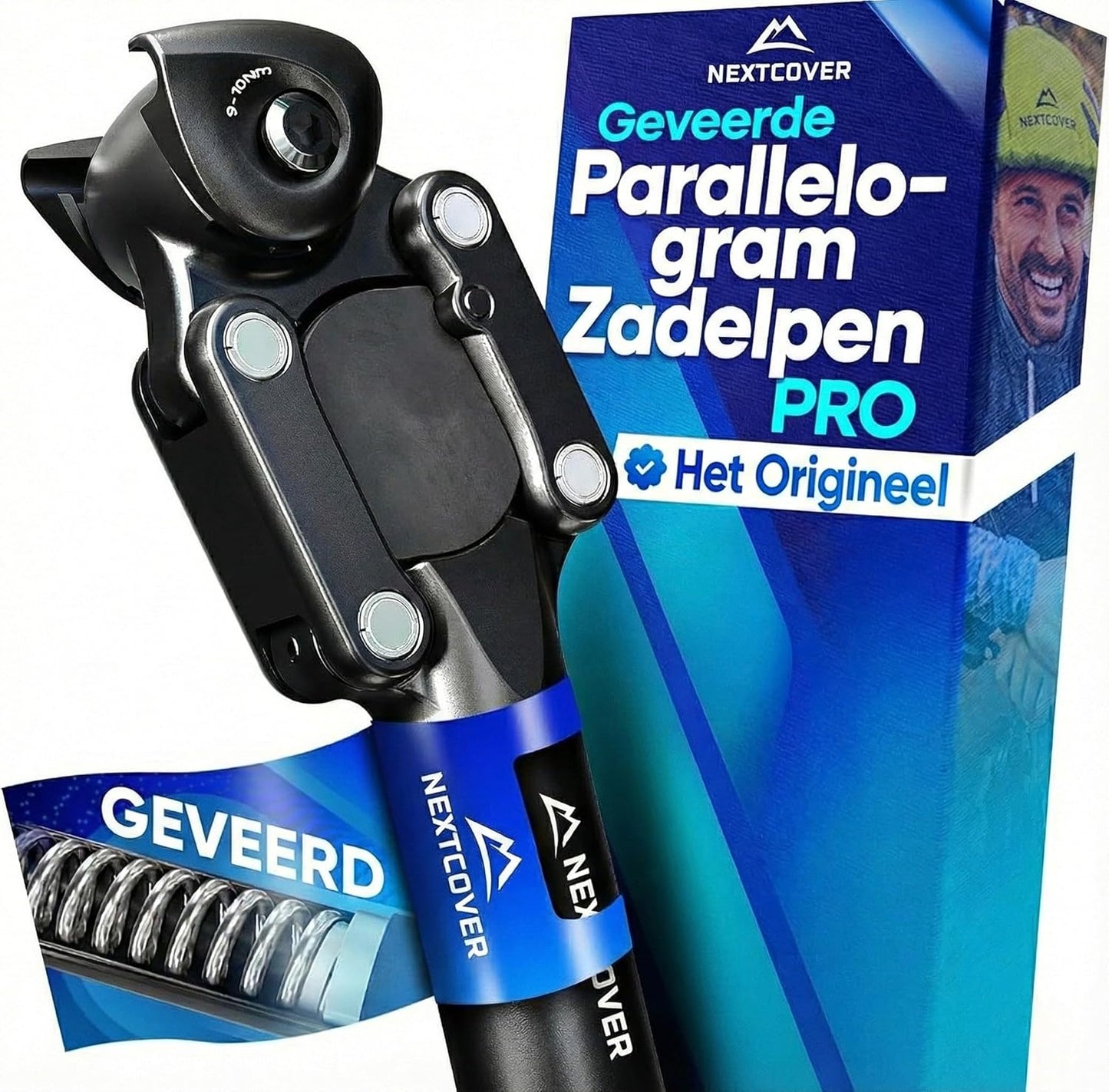 Tige de selle à ressort Nextcover - Comfort-Spring - Tension du ressort réglable - Pour vélos électriques et vélos classiques