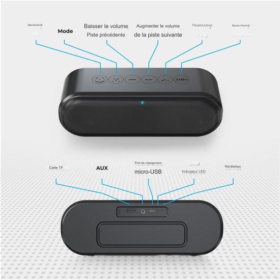 Enceinte Bluetooth Auronic - Boîte à musique sans fil - 20 heures d'écoute de musique - Extra Bass - Noir