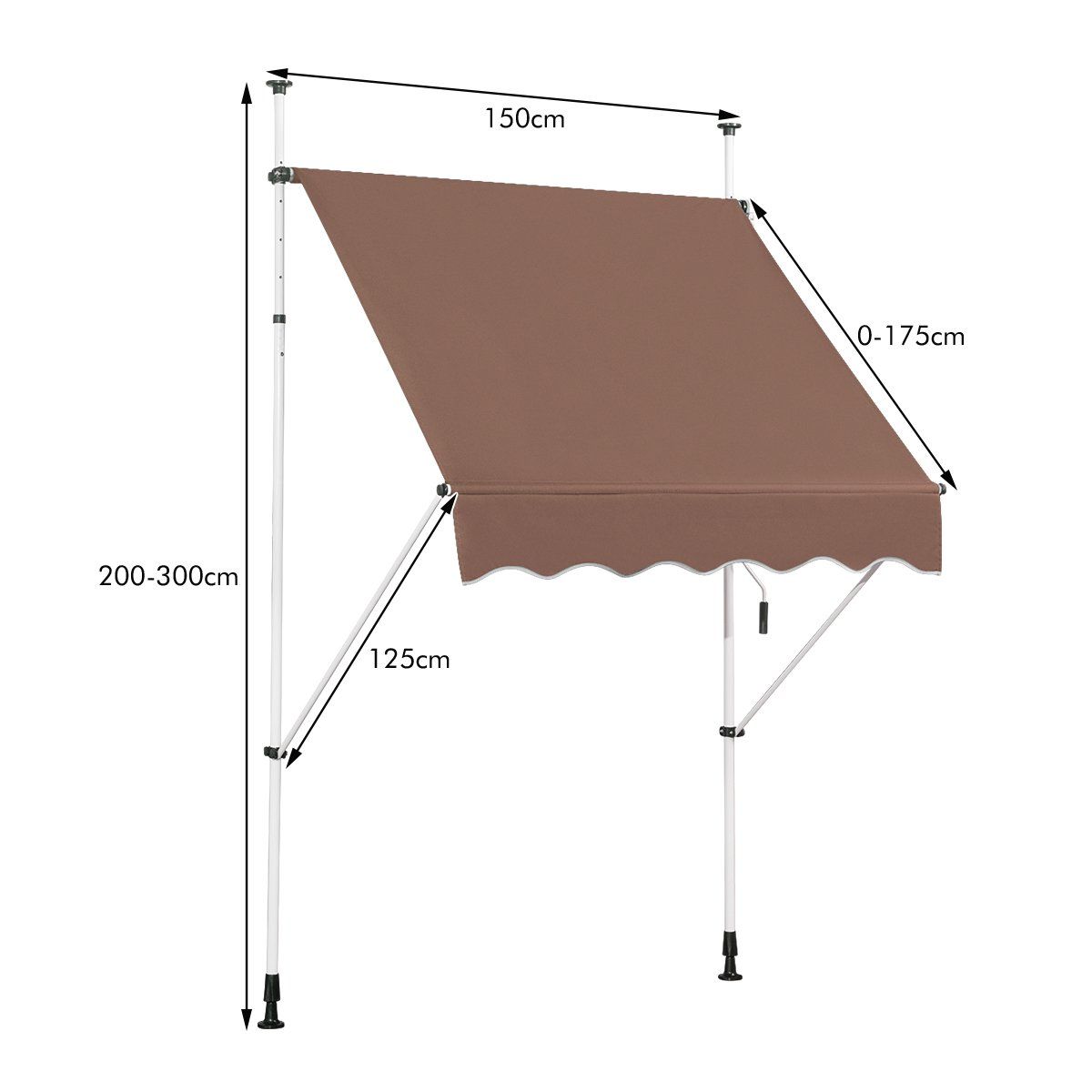 Coast Klemmarkies 150 cm - Store extensible - Hauteur réglable - Résistant aux UV - Marron café