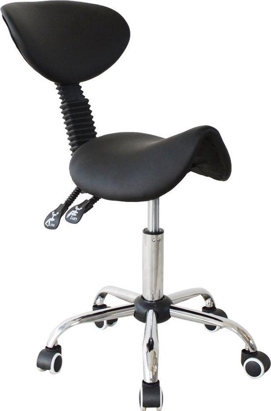 VDD Tabouret de selle - Dossier ergonomique inclinable - Hauteur réglable - 38x36x96cm