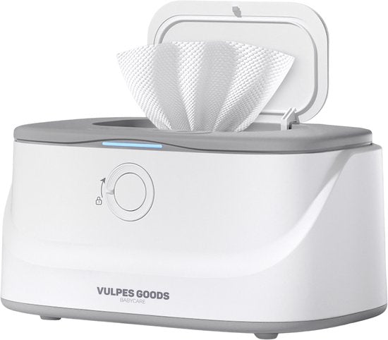 Vulpes Goods® BabyCare - Chauffe-serviettes PRO - Chauffe-serviettes humides - Boîte à serviettes - 3 niveaux de chaleur et chauffage rapide - Fonction veilleuse - Sécurité enfants - Blanc