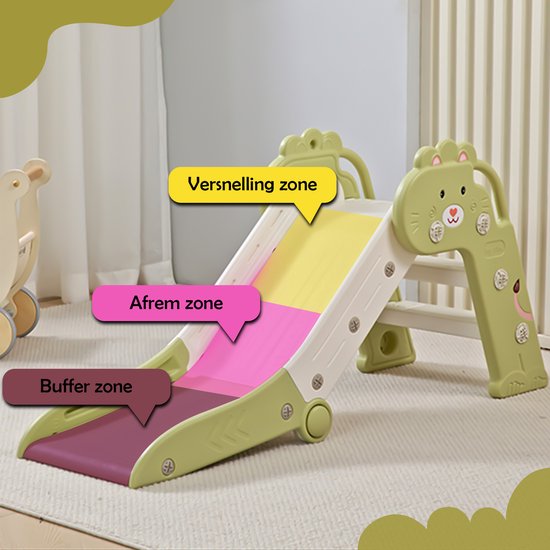 Bambini Slide - Toboggan pour enfant - Toboggan extérieur - Toboggan intérieur - Aire de jeux - Pliable - Vert