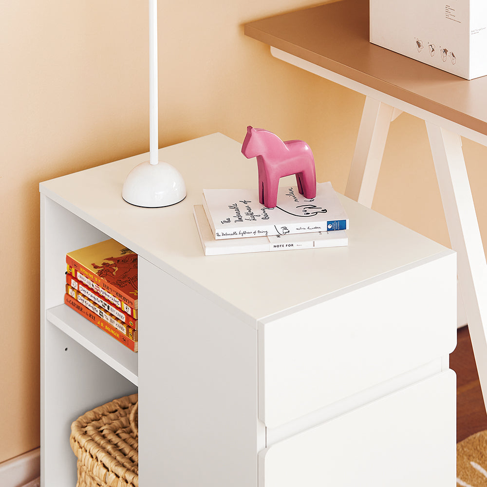 SoBuy ASK05-W Table à imprimante mobile et base de bureau avec 2 tiroirs, 58x35x59 cm, blanc