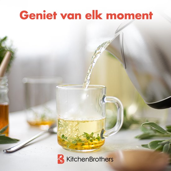 KitchenBrothers Bouilloire - électrique - 1.7L - Avec filtre à calcaire - acier inoxydable