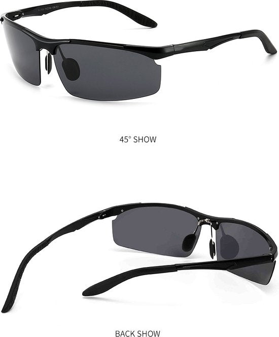 Garpex® Lunettes de cyclisme - Lunettes de sport - Lunettes de soleil polaroïd - Vélo de course - Vélo de montagne - Moto - Noir