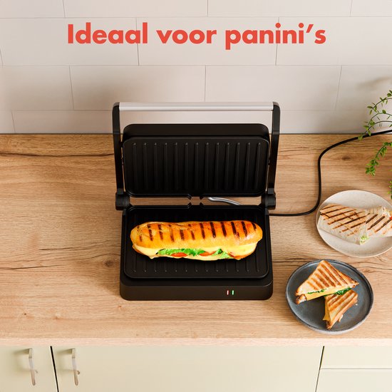 KitchenBrothers Contact grill - Toasti Device - Grill Device - Panini Grill - Croque Monsieur Appliance - Toasti iron - 1200W - Black