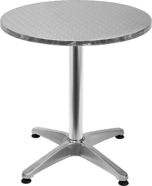 Bartable 2 en 1 - Casaria - Aluminium réglable - Plateau rond Ø 60 cm - Argenté