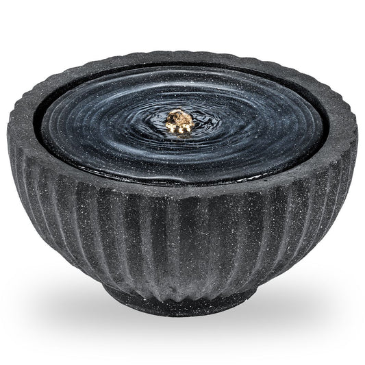 Fontaine de jardin ronde Coast - avec éclairage LED - aspect pierre - 45 x 45 x 23,5 cm - noir