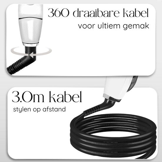 Sansbeauté® Steam Straightener - Lisseur à vapeur - Plaques larges - Lisseur professionnel - Lisseur à vapeur - Blanc