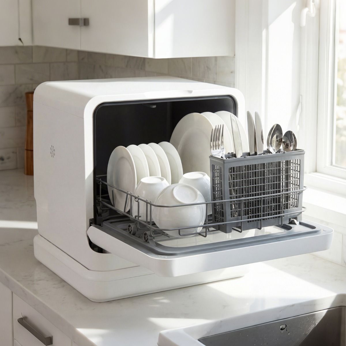 Lave-vaisselle Coast Mini - modèle de table portable - 6 programmes - réservoir d'eau de 8,25 litres - blanc
