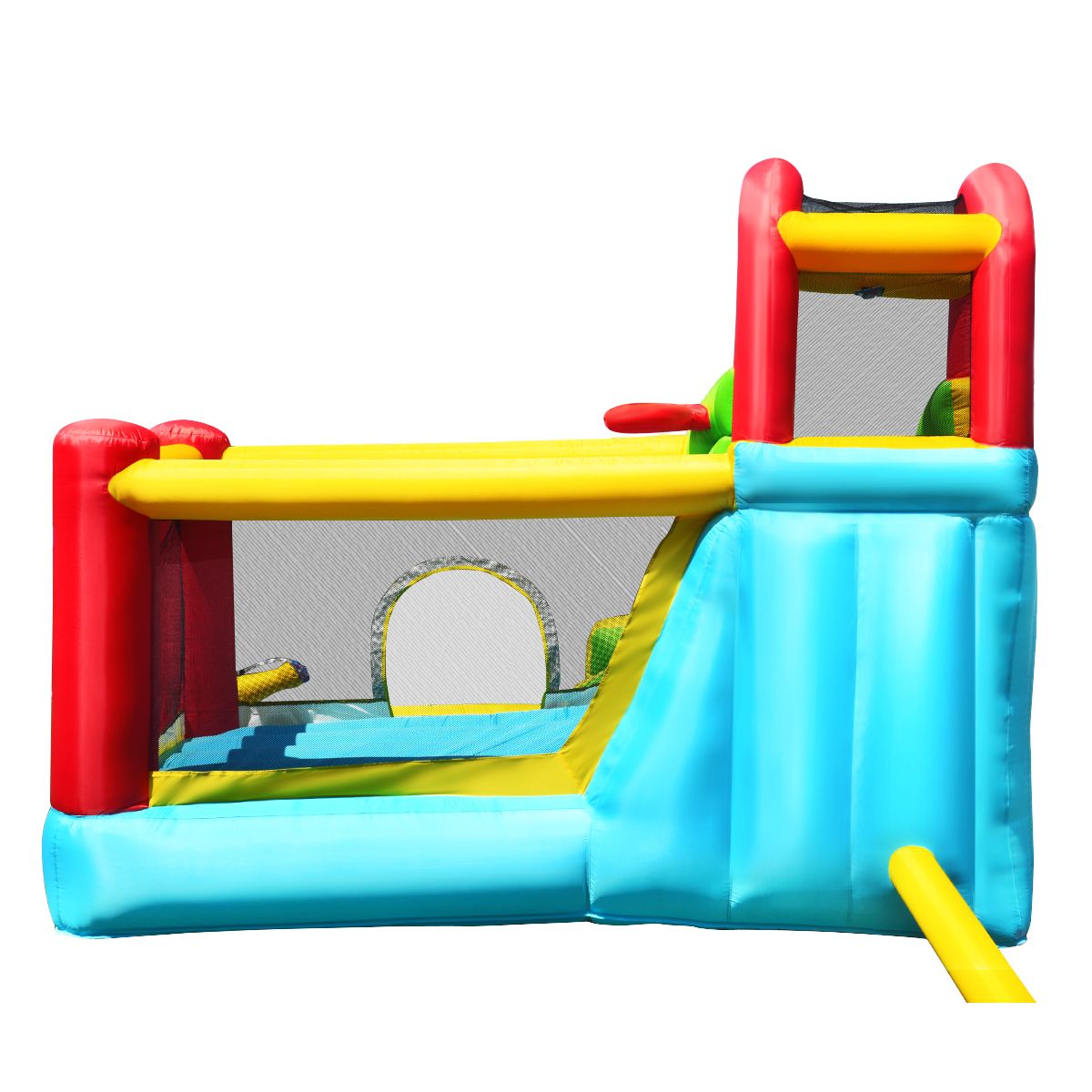 Château gonflable Coast 6-en-1 - Toboggan incurvé - Mur d'escalade et canon à eau - 320 x 305 x 213 cm