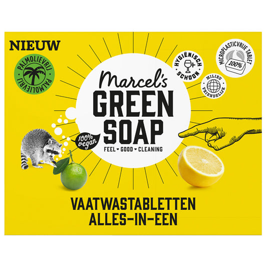 Tablettes pour lave-vaisselle Marcel's Green Soap All-in-One – 25 pièces – Film écologique soluble – Parfum frais