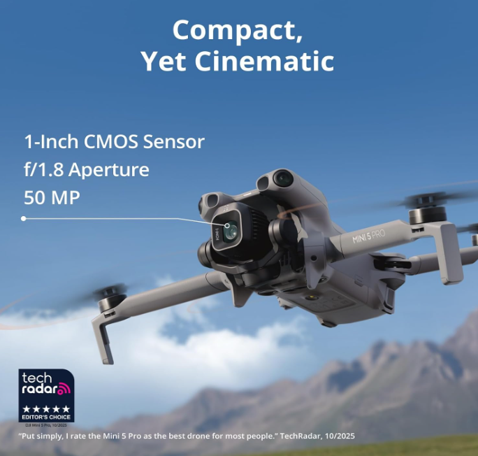 DJI Mini 5 Pro Fly More Combo Plus - Gris - avec DJI RC 2, capteur CMOS 1 pouce, caméra 4K