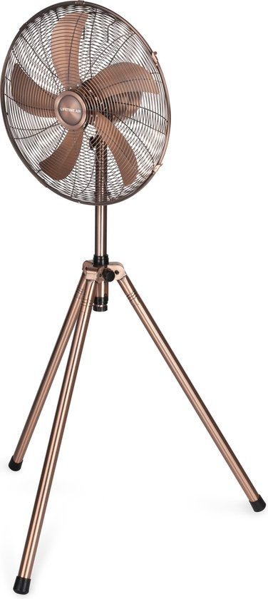 Lifetime Air Statiefventilator - 230V - Hoogte 125-145 CM - Driepoot Statief - 3 Snelheden - Oscillerende Functie - Kantelbaar - Koper