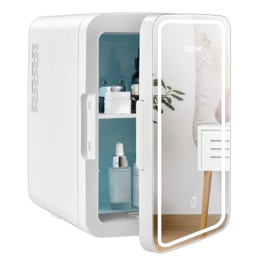 Coast Mini Fridge - Réfrigérateur portable avec miroir LED - 10L - 23 x 28 x 34 cm - Blanc