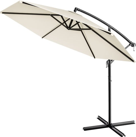 Parasol suspendu Kingsleeve - Ø 330 cm, protection UV 80+, balancier - Crème