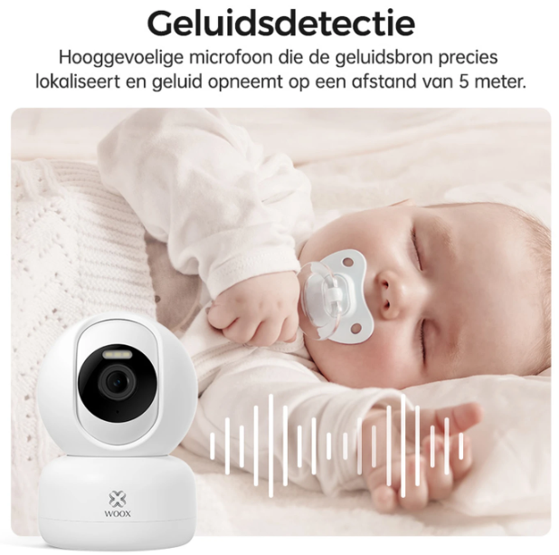 Caméra PTZ intelligente Woox 2K HD - Blanche - 360° avec reconnaissance IA et vision nocturne