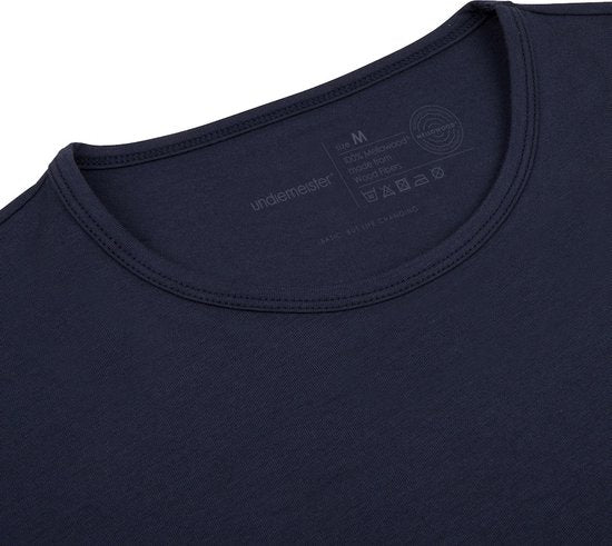 T-shirt Undiemeister pour homme - T-shirt slim fit - Anti-transpirant - Storm Cloud (bleu foncé) - Tencel - Doux comme de la soie - Respirant - Antibactérien - Manches courtes - Col rond - Taille M