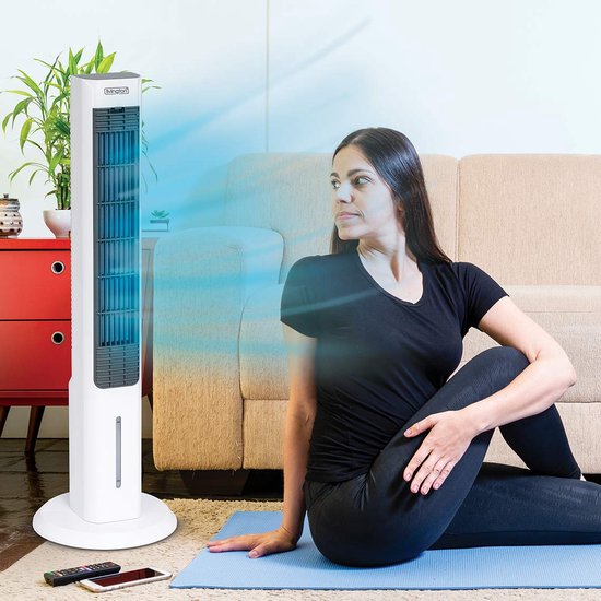Livington ChillTower - Refroidisseur d'air à eau - climatiseur portable à 3 niveaux - puissant refroidisseur d'air « maxi-tower » avec un réservoir offrant 12 heures de refroidissement