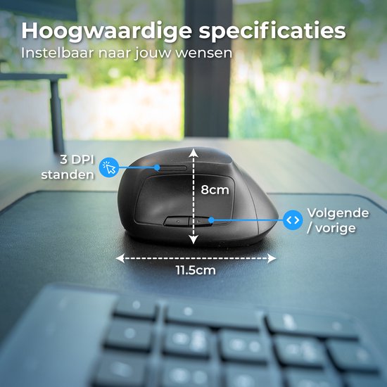 Souris ergonomique Nuvance - Souris sans fil - Souris Bluetooth - Souris sans fil - Silencieuse - Souris d'ordinateur - Wireless Mouse - Pour droitiers