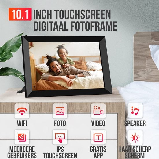 Cadre photo numérique - Strex - WiFi - Écran tactile de 10,1 pouces - Logiciel Frameo via App