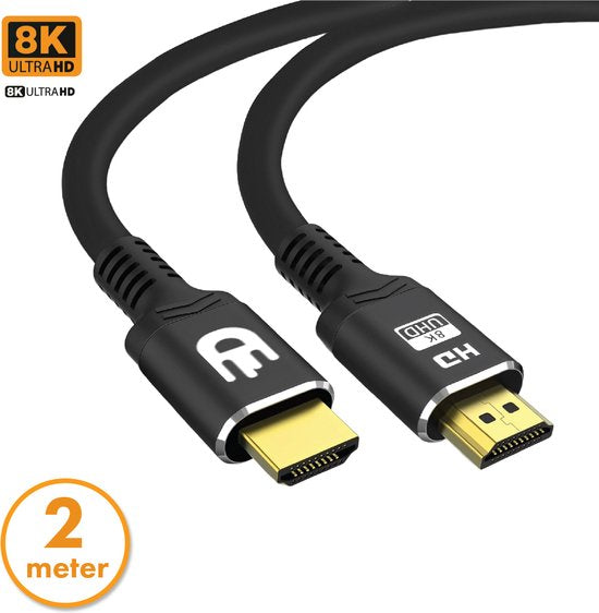 Drivv. Câble HDMI Premium 2.1 - Ultra HD 8K - HDMI vers HDMI - Convient à Xbox Series X & PS5 - 2 mètres - Noir