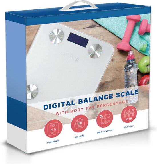 Technosmart Scales - Pèse-personne - Slim - Alimentation par piles - 180 kg - 2 x 28 x 28 cm