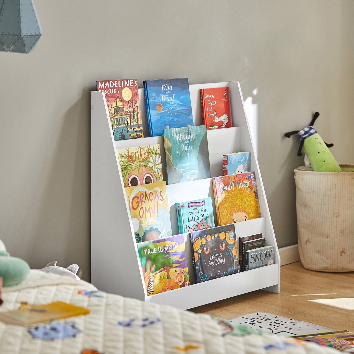 SoBuy Bibliothèque Enfant - 4 compartiments de rangement - Blanc - 80x30x88 cm