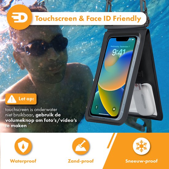 Drivv. Étui étanche pour téléphone 2 en 1 avec cordon - Universel jusqu'à 6,7 pouces - Étui étanche pour téléphone - Noir