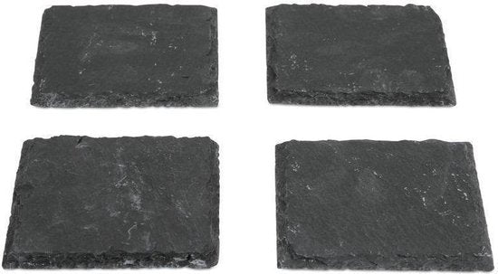 Boska Sous-verres Ardoise - Lot de quatre - Sous-verres en ardoise - 100 x 100 x 6 mm - Idées cadeaux pour hommes - Idées cadeaux pour femmes - Idées cadeaux pour maman - Idées cadeaux pour hommes - Ustensiles de cuisine - Accessoires de cuisine - Garanti