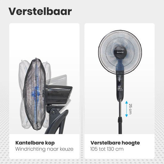 Auronic Tripod Fan - Ventilateur sur pied avec télécommande - minuterie - 50W - 53dB - Noir
