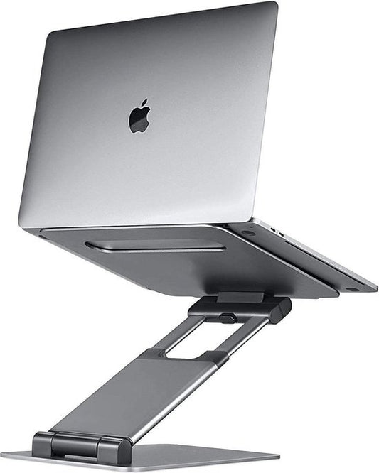LURK® Laptop Stand Ergonomic - Laptop Raiser en aluminium - Travailler debout - Ajustable et pliable - Silver